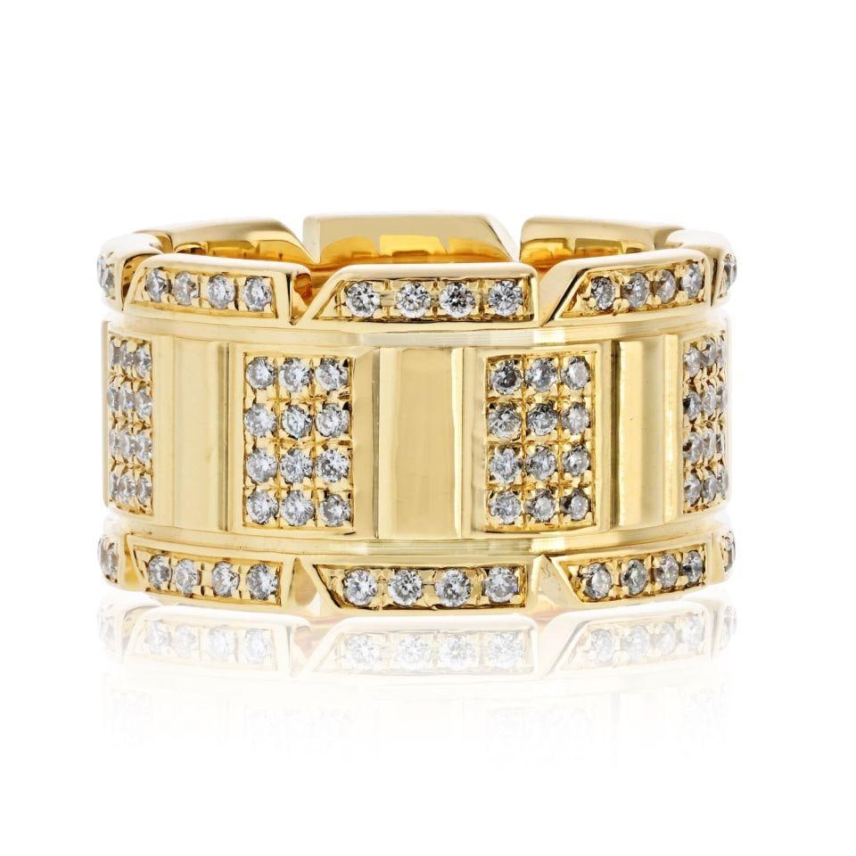 Tank Francaise 18K Yellow Gold Diamond Ring by Cartier 2.00cttw 11mm Wide: Tank Francaise 18K Yellow Gold Diamond Ring by Cartier 2.00cttw 11mm Wide This Cartier Tank Francaise ring is crafted from 18K yellow gold and features an 11mm wide band set with approximately 2.00 ca