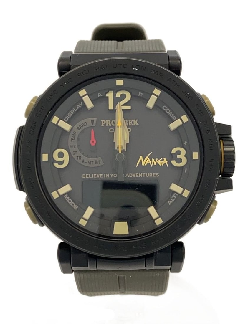 CASIO NANGA Pro Trek PRW-6630NA-1A3JR Black Leather Wristwatch: CASIO NANGA Pro Trek PRW-6630NA-1A3JR Black Leather Wristwatch This CASIO x NANGA PRO TREK PRW-6630NA-1A3JR men's wristwatch features a black leather band and a robust design. Made in Japan, it is a p