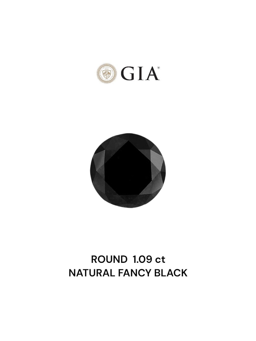 Loose Diamond - ROUND 1.09ct Fancy Black VVS2: Loose Diamond - ROUND 1.09ct Fancy Black VVS2 Source: Natural Shape: ROUND Carats: 1.09 Color: Fancy Black Certification: GIA Video: