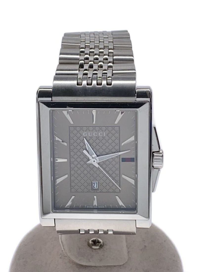 Gucci G Timeless stainless steel quartz men's wristwatch: Gucci G Timeless stainless steel quartz men's wristwatch This GUCCI G-TIMELESS Rectangle Quartz 138.4 men's wristwatch features a sleek stainless steel construction in a silver tone. Designed for men,