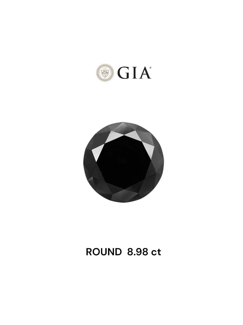 Loose Diamond - ROUND 8.98ct Fancy Black VVS2: Loose Diamond - ROUND 8.98ct Fancy Black VVS2 Source: Natural Shape: ROUND Carats: 8.98 Color: Fancy Black Certification: GIA Video: