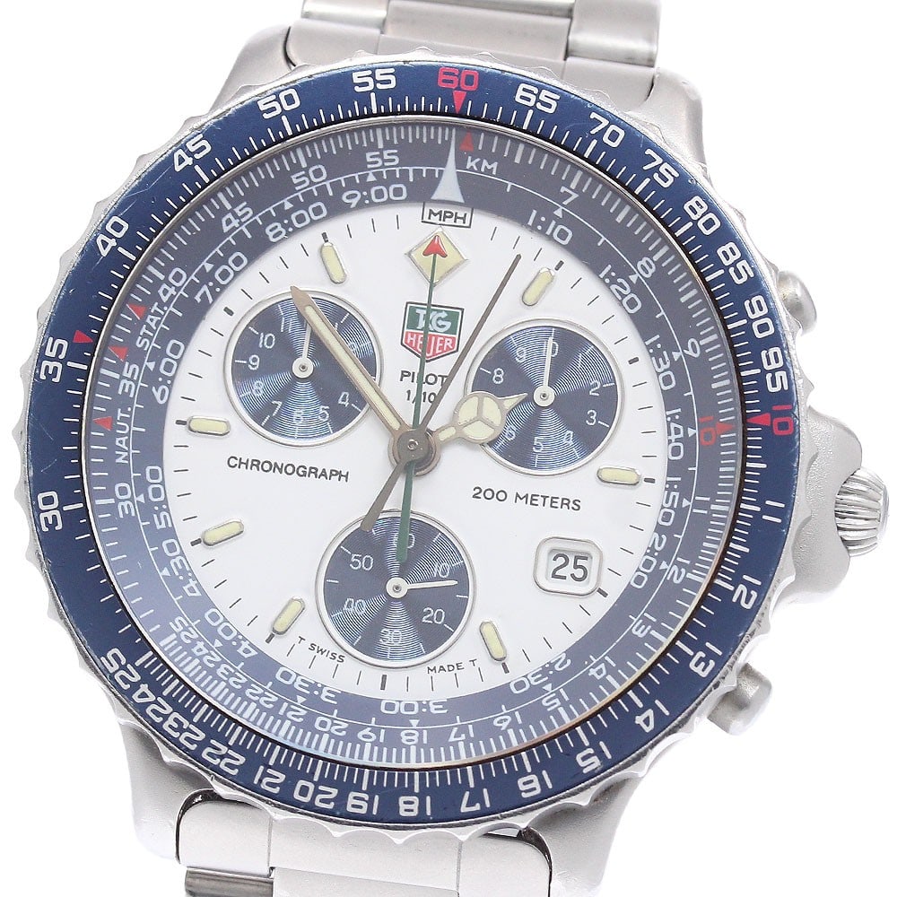 TAG Heuer Quartz Pilot Date Chronograph Men's Wristwatch 530.806K: TAG Heuer Quartz Pilot Date Chronograph Men's Wristwatch 530.806K This TAG HEUER 530.806K Pilot Date Chronograph is a men's quartz wristwatch crafted in Switzerland. It features a chronograph function