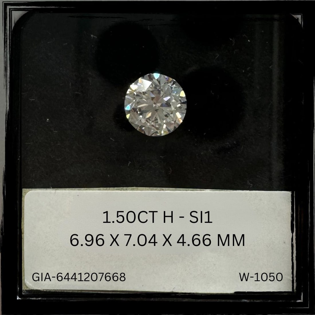 Loose Diamond - ROUND 1.5ct H SI1: Loose Diamond - ROUND 1.5ct H SI1 Source: Natural Shape: ROUND Carats: 1.5 Color: H Clarity: SI1 Certification: GIA The Diamond Depot Guarantee: All items in this auction are guaranteed to be 100% aut