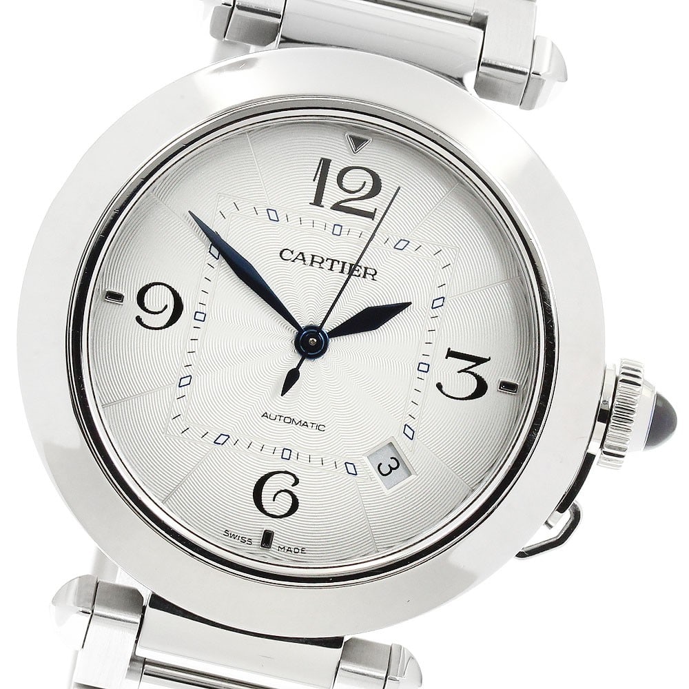 Cartier Pasha 41MM Stainless Steel Automatic Silver Dial Wristwatch WSPA0009: Cartier Pasha 41MM Stainless Steel Automatic Silver Dial Wristwatch WSPA0009 This is a pre-owned Cartier Pasha De Cartier wristwatch featuring a 41mm silver dial and stainless steel construction. Desi