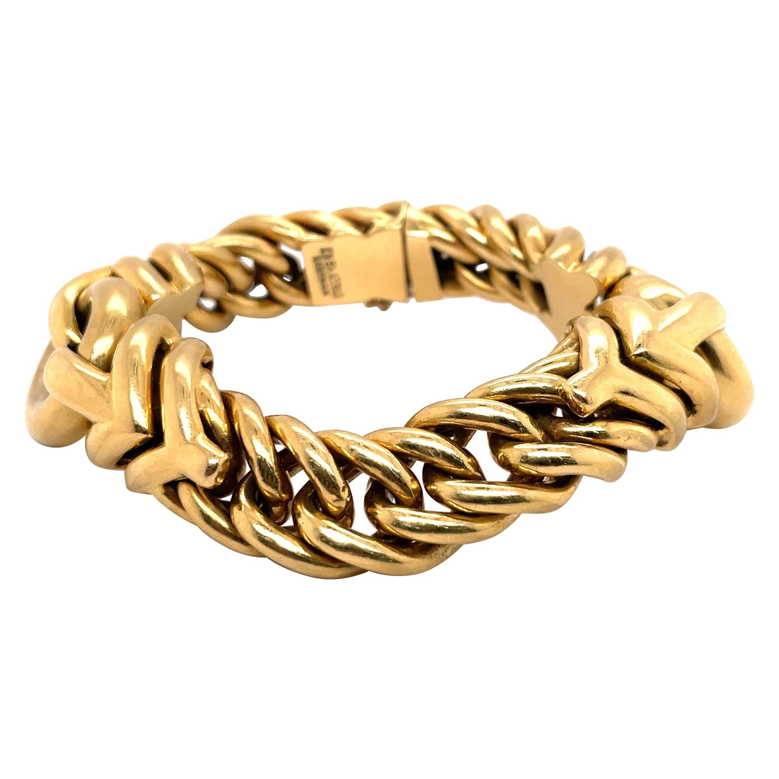 Dorfman 18K Yellow Gold Contemporary Link Bracelet 7.88in Italy 78.6g (1 of 8)