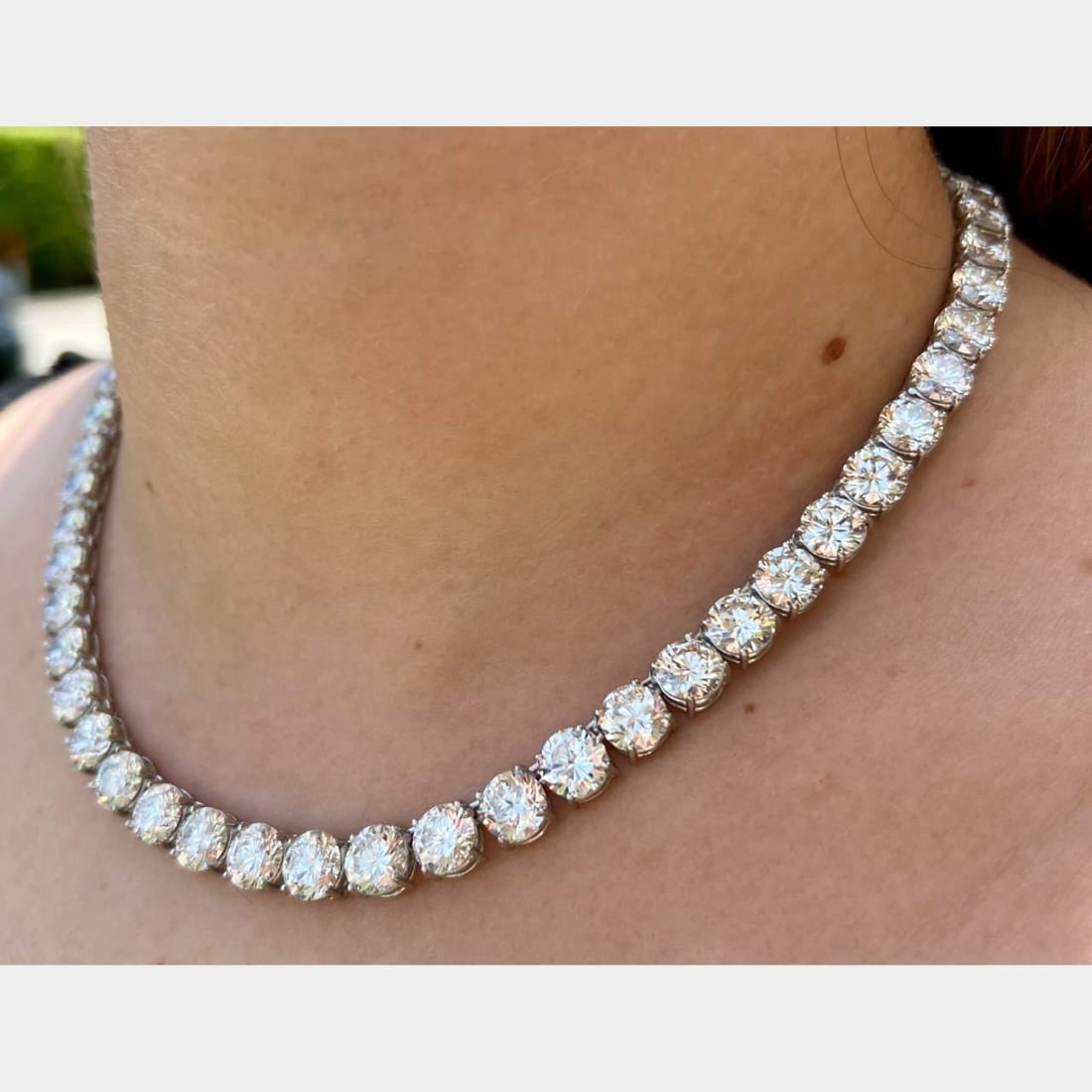 Platinum Diamond Necklace 70.00 Ct 56 Diamonds G-H VS1-SI1 - 2