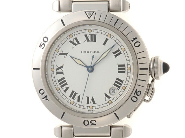 Cartier Pasha De Plongeur Steel Automatic White Dial 38mm Watch: Cartier Pasha De Plongeur Steel Automatic White Dial 38mm Watch This is a pre-owned Cartier Pasha De Plongeur wristwatch featuring a 38mm steel case, a white dial, and automatic movement. Designed for