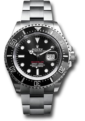 Sea-Dweller 126600 Black Dial Men's Watch with Oyster Bracelet 2019: Sea-Dweller 126600 Black Dial Men's Watch with Oyster Bracelet 2019 This Rolex Sea-Dweller features a black dial and a ceramic bezel, complemented by the classic Oyster bracelet. It is a men's watch f