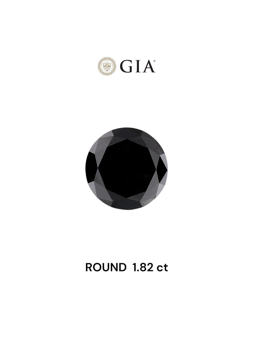 Loose Diamond - ROUND 1.82ct Fancy Black VVS2: Loose Diamond - ROUND 1.82ct Fancy Black VVS2 Source: Natural Shape: ROUND Carats: 1.82 Color: Fancy Black Certification: GIA Video: Video Link The Diamond Depot Guarantee: All items in this auction