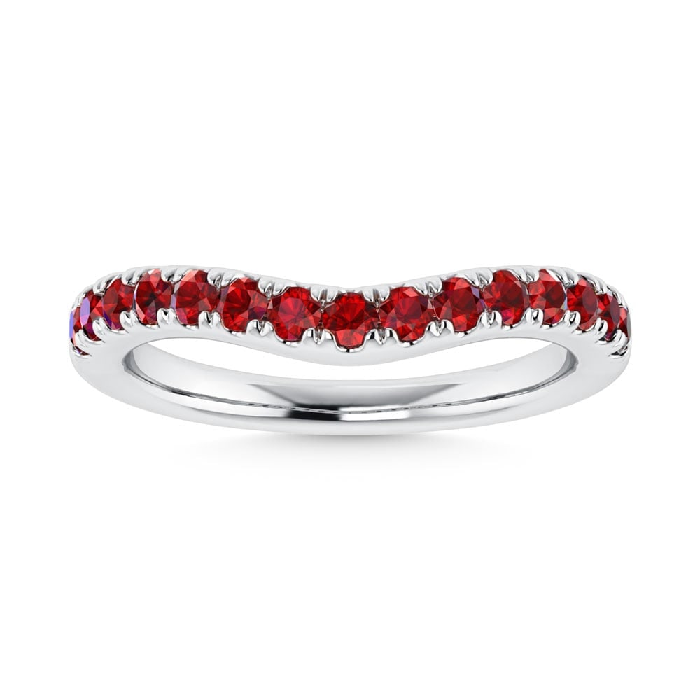 14K White Gold 5/8 Ct.Tw. Ruby Curve Band (1 of 4)