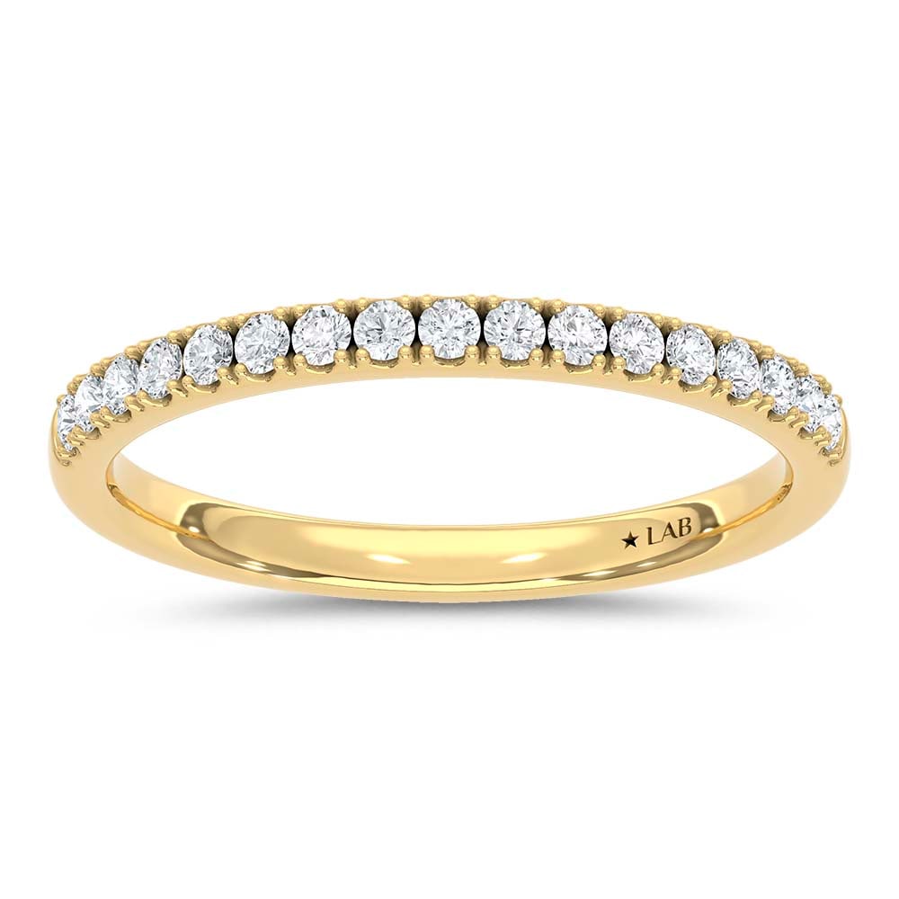14K Yellow Gold Lab Grown Round Diamond 1/4 Ct.Tw. Wedding Band: 14K Yellow Gold Lab Grown Round Diamond 1/4 Ct.Tw. Wedding Band 14k Yellow Gold Stone Color: D-f Stone Clarity: Vs Each ring is presented in standard size 6.5. Complimentary resizing is available betw