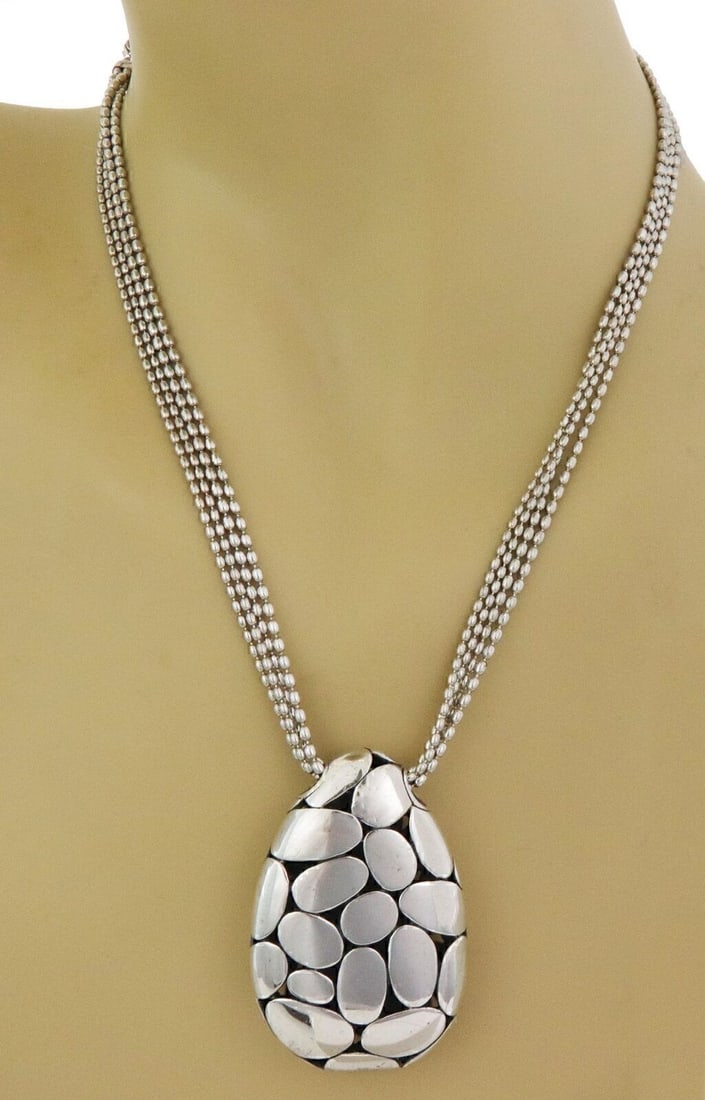 John Hardy Pebble Sterling Silver Beaded Pendant Necklace (1 of 6)