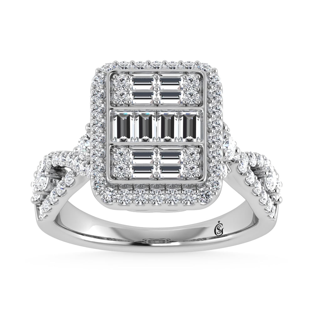 14K White Gold Diamond 1 1/4.Ct. Tw. Engagement Ring: 14K White Gold Diamond 1 1/4.Ct. Tw. Engagement Ring 14k White Gold Stone Color: G-h Stone Clarity: Si2 Each ring is presented in standard size 6.5. Complimentary resizing is available between sizes 5
