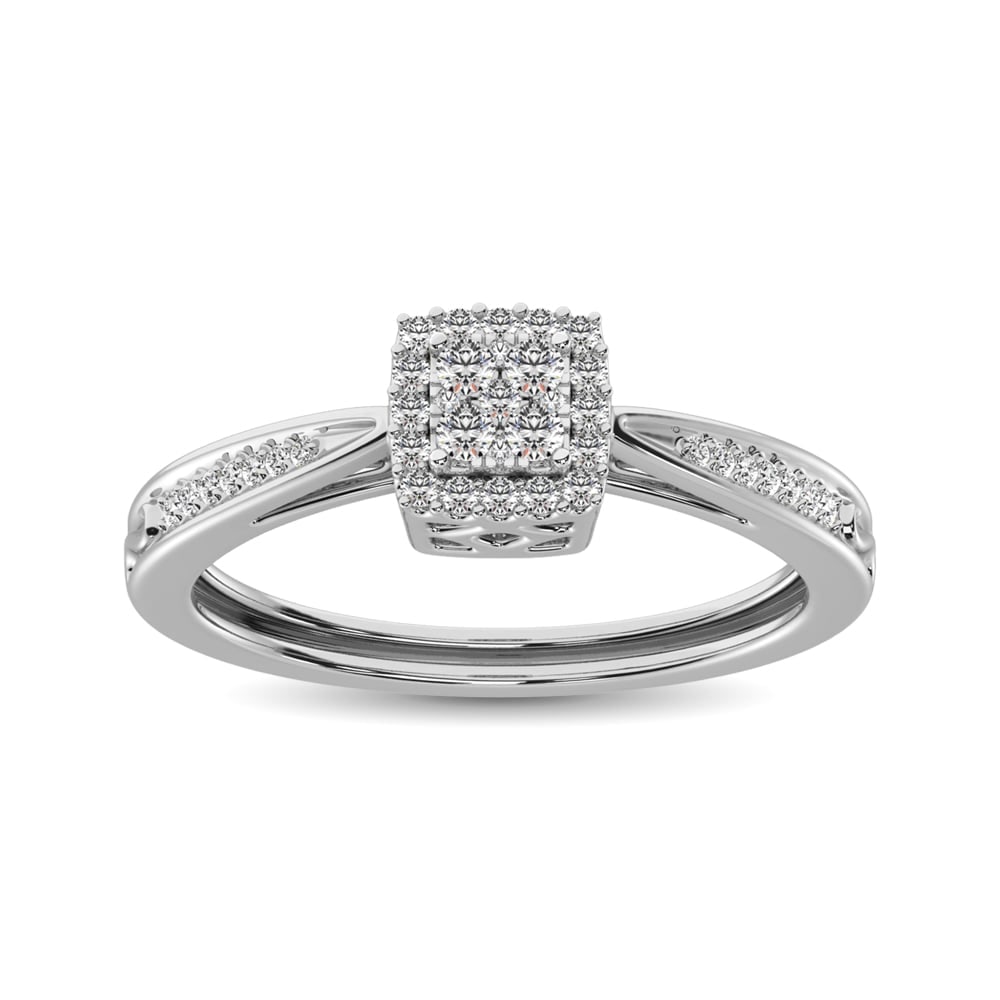 10K White Gold 1/5 Ct.Tw. Diamond Promise Ring: 10K White Gold 1/5 Ct.Tw. Diamond Promise Ring This Beautiful Ring Is Available In 10K White Gold. There Are 39 Round Diamonds With A Total Carat Weight Of 1/5 Ct.Tw. Set In A Prong Setting. 10k
