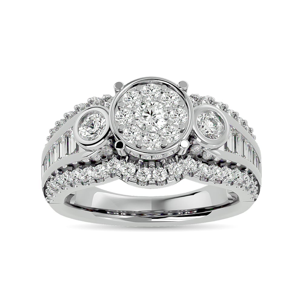 Diamond Engagement Ring 1 1/2 Ct.tw in 14K White Gold: Diamond Engagement Ring 1 1/2 Ct.tw in 14K White Gold 14k White Gold Stone Color: Gh Stone Clarity: Si2 Each ring is presented in standard size 6.5. Complimentary resizing is available between sizes 5