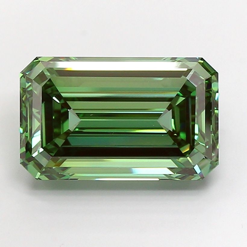Loose Diamond - EMERALD 15.03ct Fancy Vivid Green VS2: Loose Diamond - EMERALD 15.03ct Fancy Vivid Green VS2 Source: This is a real non-mined Diamond that has been grown in a lab Shape: EMERALD Carats: 15.03 Color: Fancy Vivid Green Certification: IGI Vid