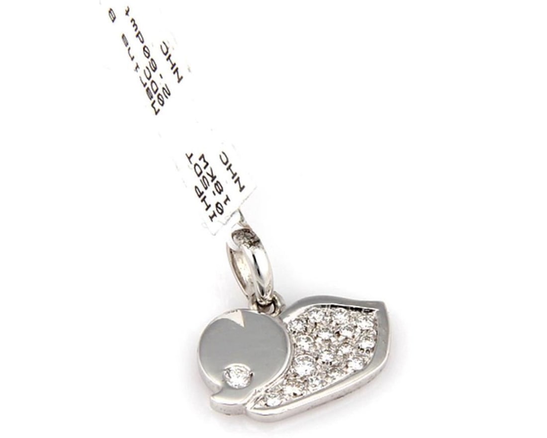 Marina B Diamond Duck Charm Pendant 18k White Gold Mini Zoo: Marina B Diamond Duck Charm Pendant 18k White Gold Mini Zoo This Marina B. Diamond Mini Zoo Duck Charm Pendant is crafted in 18k white gold and features a sculptural duck motif fully accented with dia