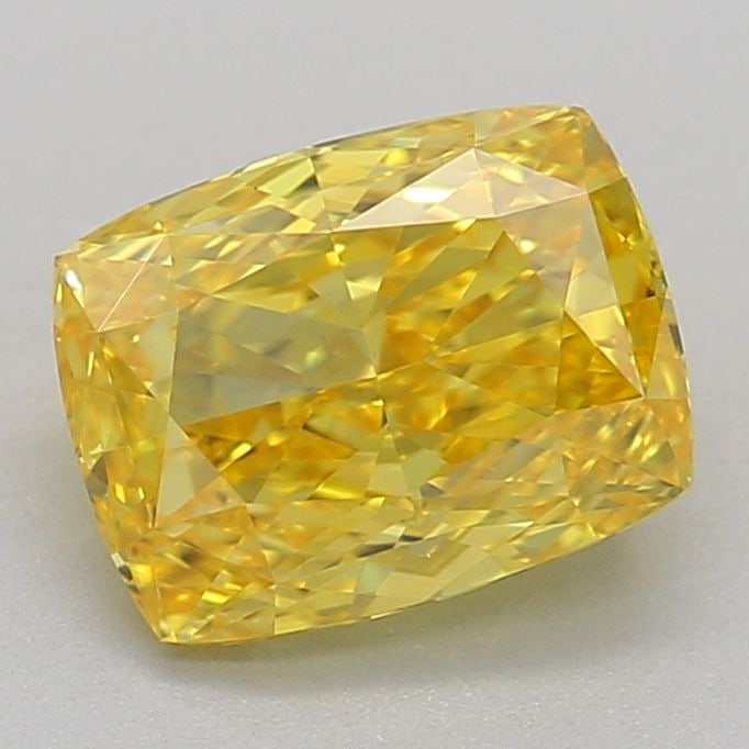 Loose Diamond - CUSHION MODIFIED 0.9ct Fancy Vivid Yellow VVS1: Loose Diamond - CUSHION MODIFIED 0.9ct Fancy Vivid Yellow VVS1 Source: This is a real non-mined Diamond that has been grown in a lab Shape: CUSHION MODIFIED Carats: 0.9 Color: Fancy Vivid Yellow Certi