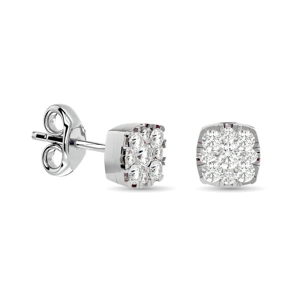 Diamond 3/8 Ct.Tw. Fashion Earrings in 14K White Gold: Diamond 3/8 Ct.Tw. Fashion Earrings in 14K White Gold 14k White Gold Stone Color: G-h Stone Clarity: Si2 This item may take 2-5 weeks for shipping. The Diamond Depot Guarantee: All items in this