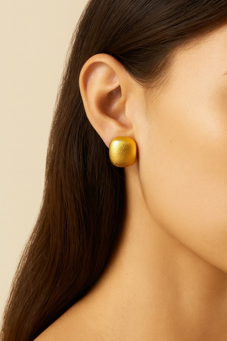Tiffany & Co. 18K Yellow Gold Cushion Dome Stud Earrings - 2