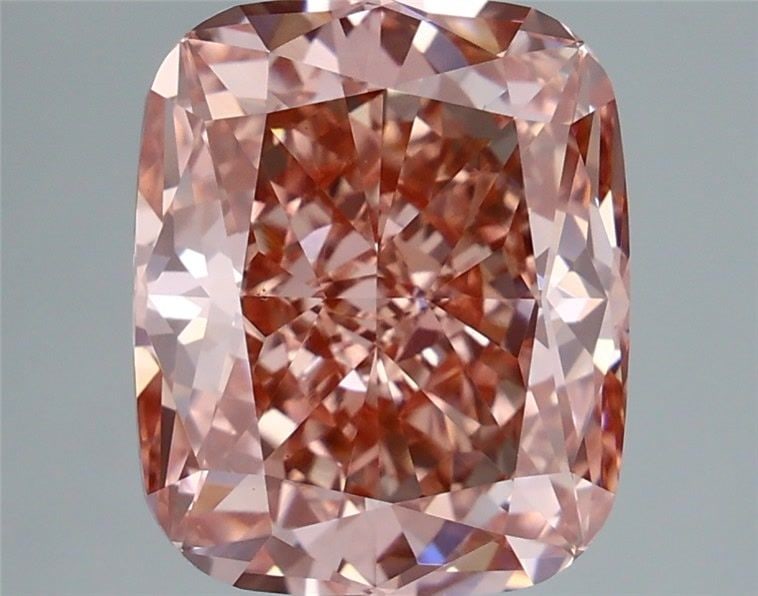 Loose Diamond - CUSHION BRILLIANT 3.11ct Fancy Vivid Brownish Pink VS1: Loose Diamond - CUSHION BRILLIANT 3.11ct Fancy Vivid Brownish Pink VS1 Source: This is a real non-mined Diamond that has been grown in a lab Shape: CUSHION BRILLIANT Carats: 3.11 Color: Fancy Vivid Br