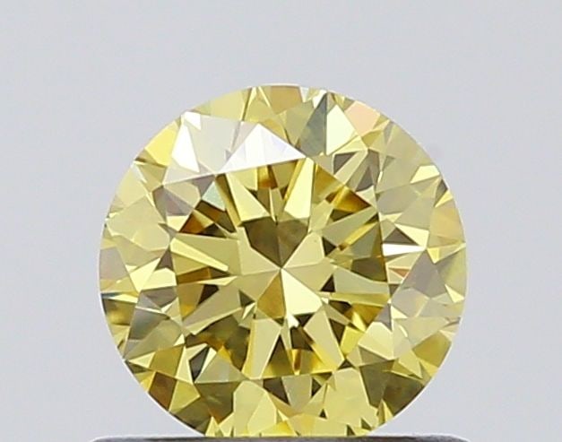 Loose Diamond - ROUND 0.62ct Fancy Intense Yellow VVS2: Loose Diamond - ROUND 0.62ct Fancy Intense Yellow VVS2 Source: This is a real non-mined Diamond that has been grown in a lab Shape: ROUND Carats: 0.62 Color: Fancy Intense Yellow Certification: IGI Vi