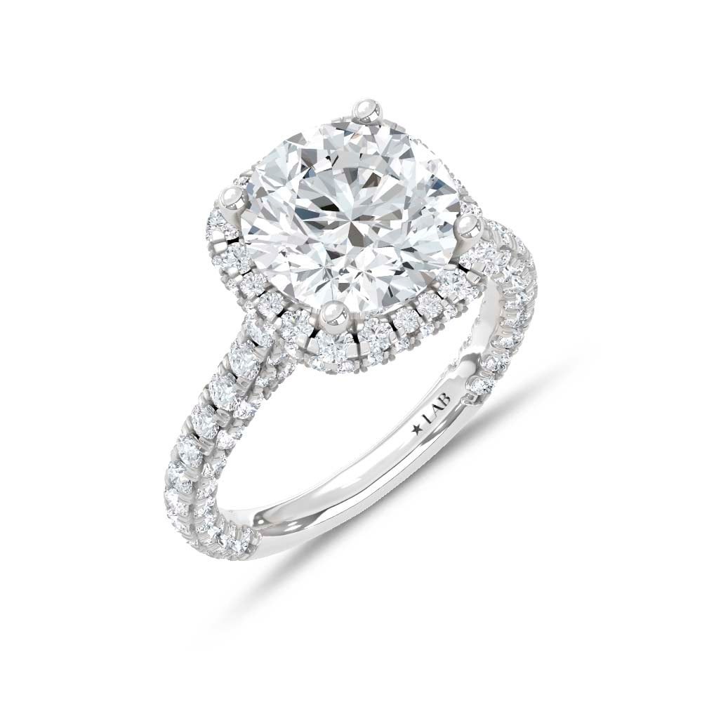 14K White Gold Lab Grown Diamond 6 1/20 Ct.Tw. Engagement Ring (IGI Certified Center 4ct) - 3