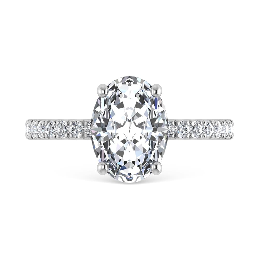 14K White Gold Lab Grown Diamond 3 1/2 Ct.Tw. Oval Shape Halo IGI Certified Engagement Ring (IGI - 3