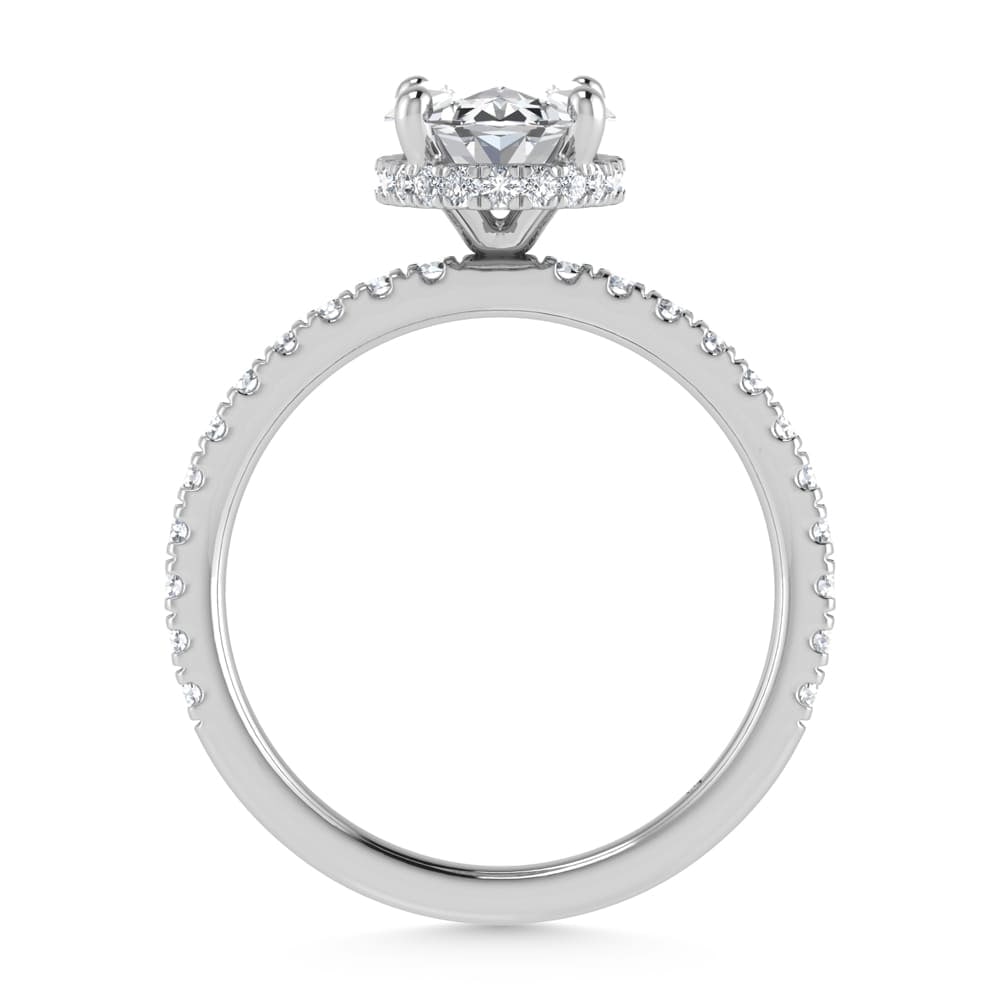 14K White Gold Lab Grown Diamond 3 1/2 Ct.Tw. Oval Shape Halo IGI Certified Engagement Ring (IGI - 4