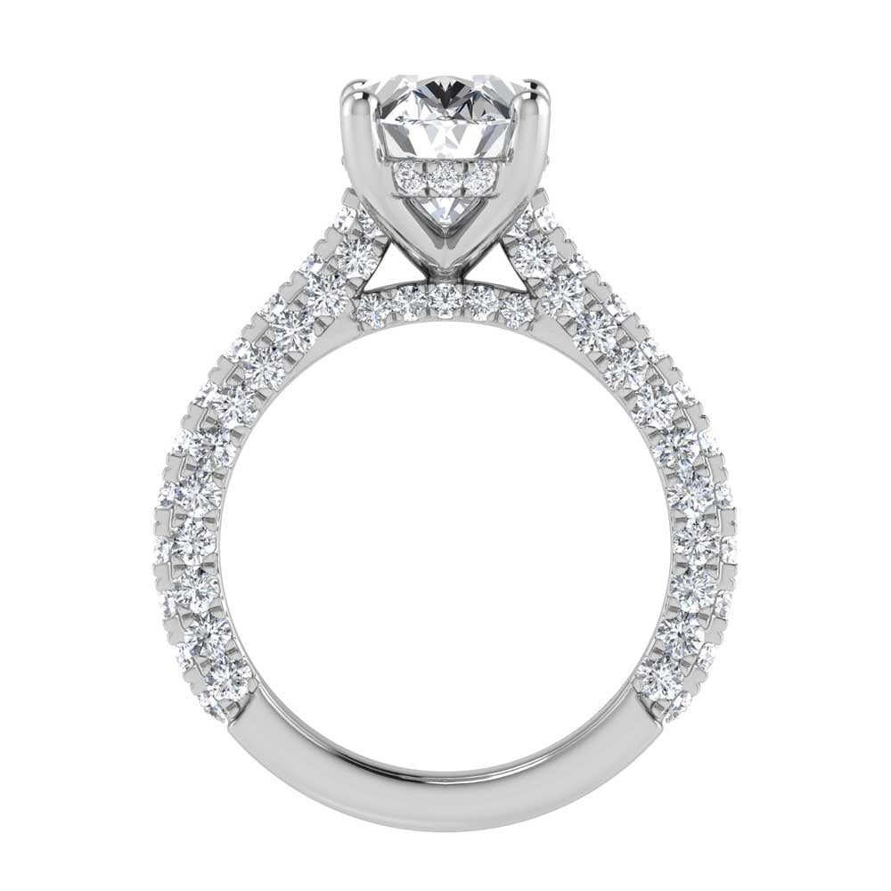 14K White Gold Lab Grown Diamond 4 1/5 Ct.Tw. Oval Shape Engagement Ring (IGI Certified Center 3ct) - 4