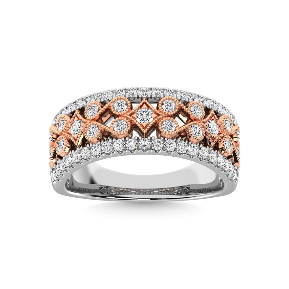 14K Two Tone Diamond 3/4 Ct.Tw. Fashion Band: 14K Two Tone Diamond 3/4 Ct.Tw. Fashion Band 14k Two Tone Stone Color: G-h Stone Clarity: I1 Each ring is presented in standard size 6.5. Complimentary resizing is available between sizes 510 (in 1/4 