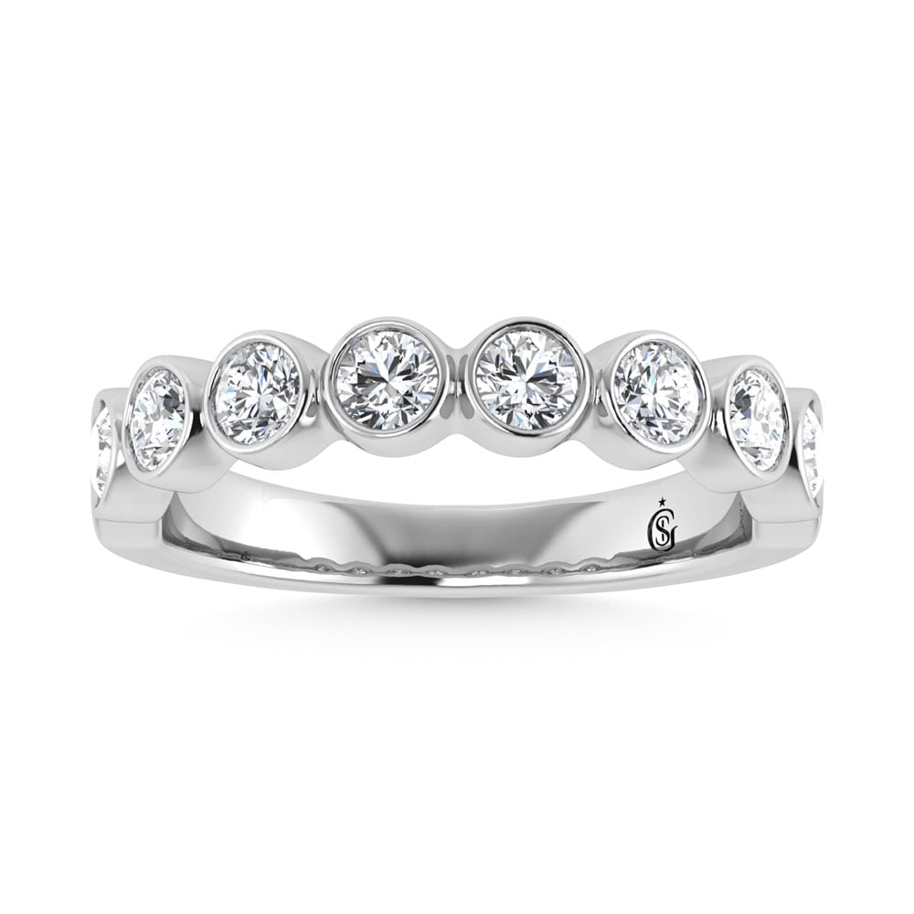 14K White Gold Diamond 1.Ct. Tw. Mens Machine Band: 14K White Gold Diamond 1.Ct. Tw. Mens Machine Band 14k White Gold Stone Color: G-h Stone Clarity: Si2 Each ring is presented in standard size 6.5. Complimentary resizing is available between sizes 510