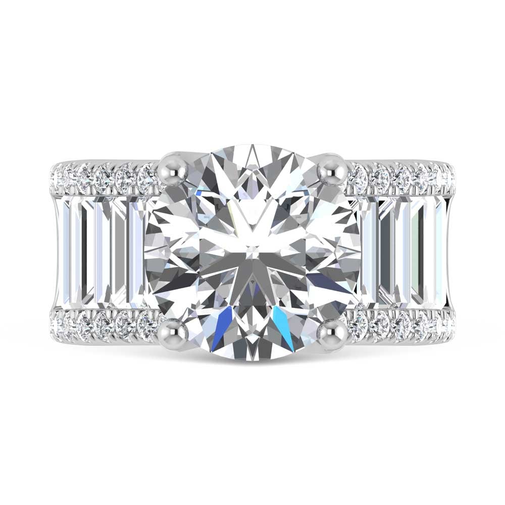 14K White Gold Lab Grown Diamond 7 1/2 Ct.Tw. Engagement Ring (IGI Certified Center 5ct) - 2