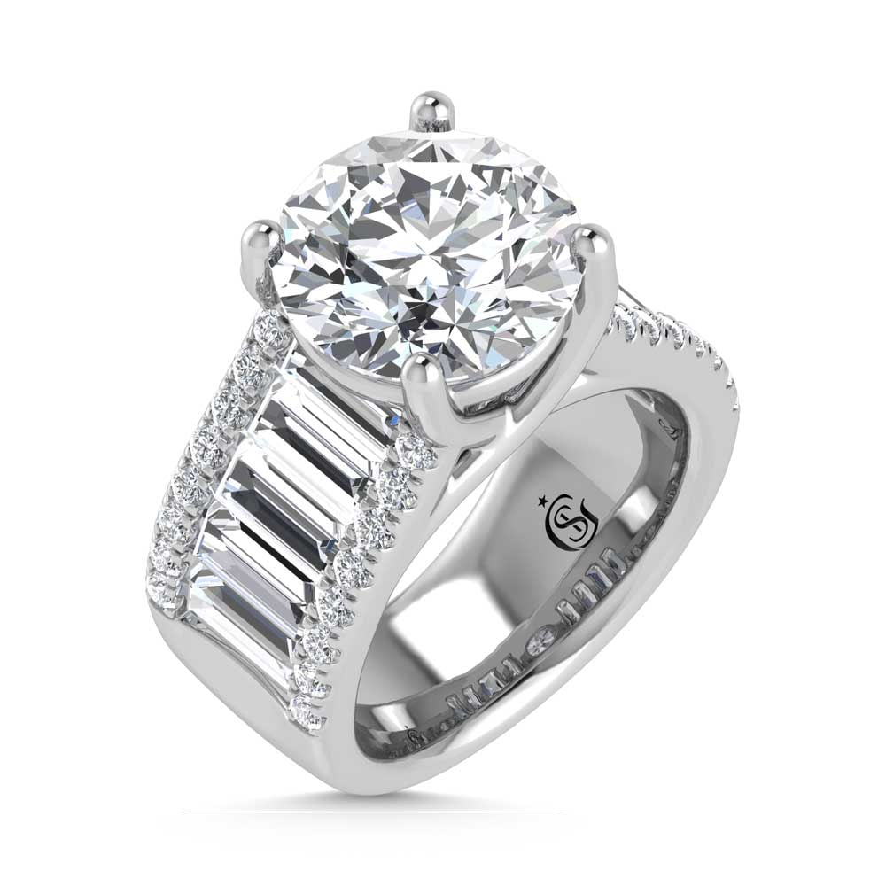 14K White Gold Lab Grown Diamond 7 1/2 Ct.Tw. Engagement Ring (IGI Certified Center 5ct) - 3