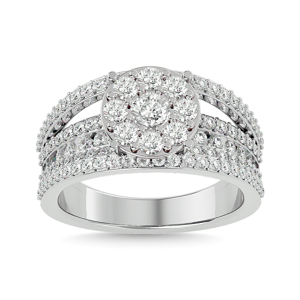 Diamond 1 1/2 Ct.tw Fashion Ring in 14K White Gold: Diamond 1 1/2 Ct.tw Fashion Ring in 14K White Gold 14k White Gold Stone Color: Gh Stone Clarity: Si2 Each ring is presented in standard size 6.5. Complimentary resizing is available between sizes 510 