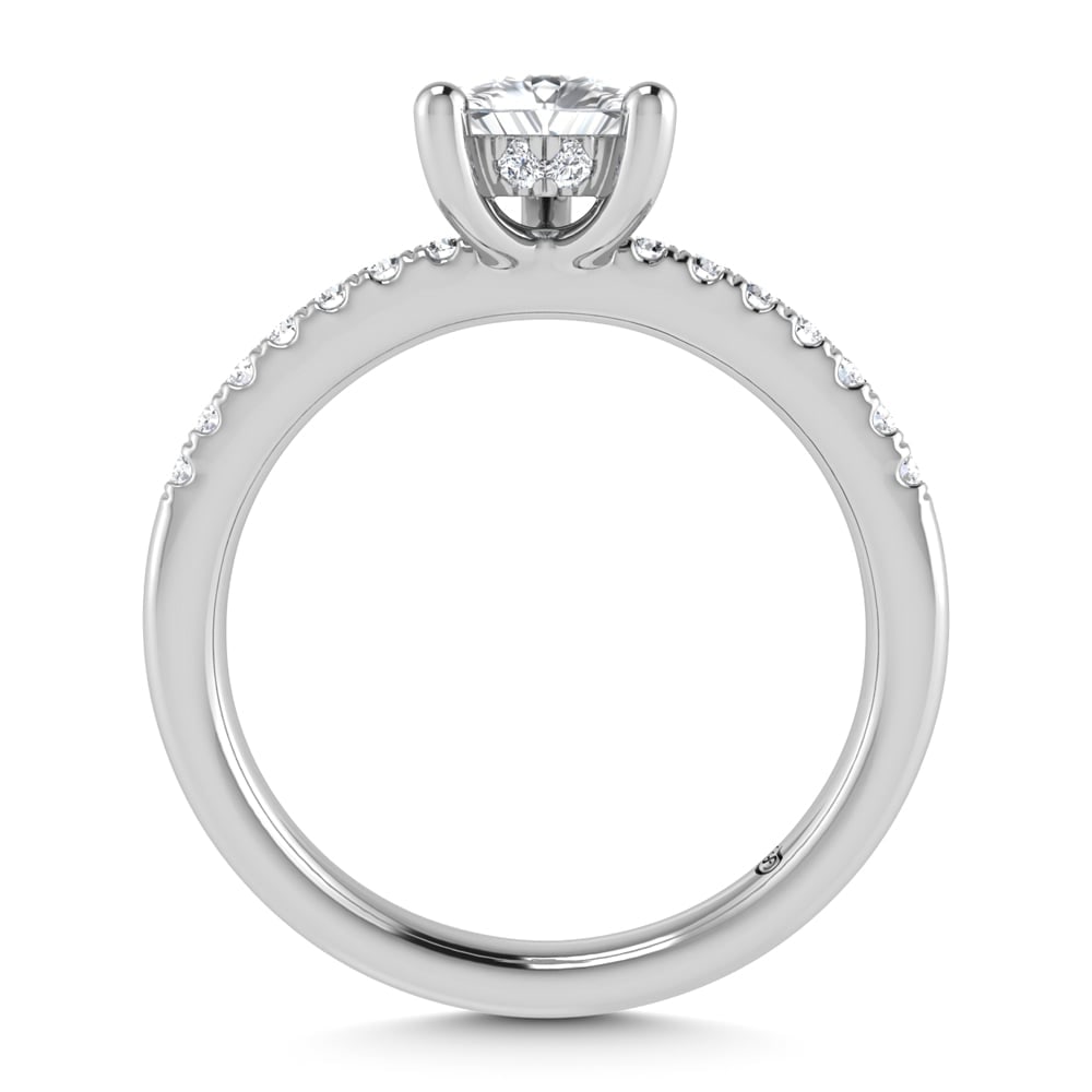 14K White Gold Lab Grown Diamond 5 1/2 Ct.Tw. Hidden Halo Engagement Ring (IGI Certified Center - 4