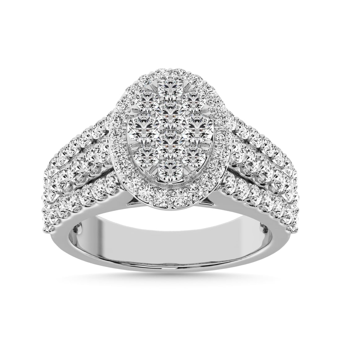 Diamond 1 3/4 Ct.Tw. Engagement Ring in 14K White Gold: Diamond 1 3/4 Ct.Tw. Engagement Ring in 14K White Gold 14k White Gold Stone Color: G-h Stone Clarity: Si2 Each ring is presented in standard size 6.5. Complimentary resizing is available between sizes