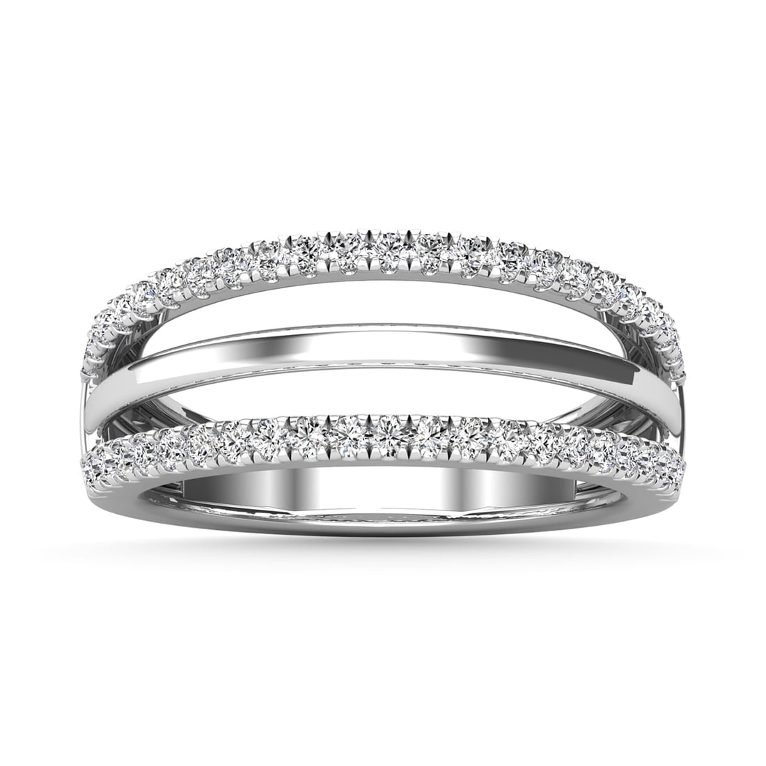 Diamond 1/2 Ct.Tw. Guard Ring in 14K White Gold: Diamond 1/2 Ct.Tw. Guard Ring in 14K White Gold 14k White Gold Stone Color: H-i Stone Clarity: I1 Each ring is presented in standard size 6.5. Complimentary resizing is available between sizes 510 (in