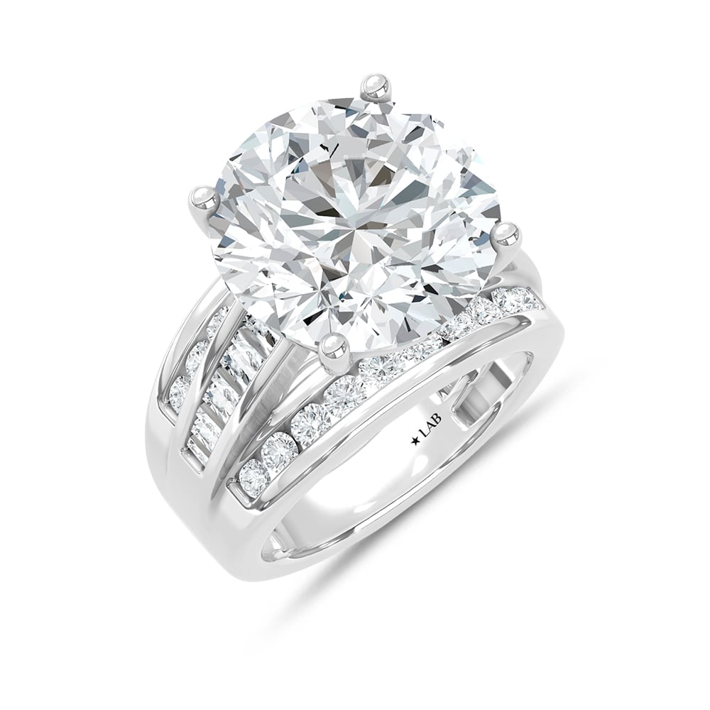14K White Gold Lab Grown Diamond 6 ct.Tw. Round Shape Engagement Ring (IGI Certified 5ct) - 2
