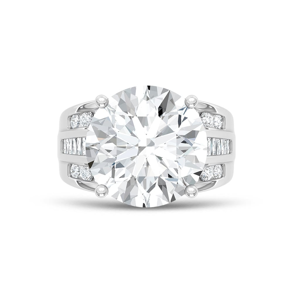 14K White Gold Lab Grown Diamond 6 ct.Tw. Round Shape Engagement Ring (IGI Certified 5ct) - 3