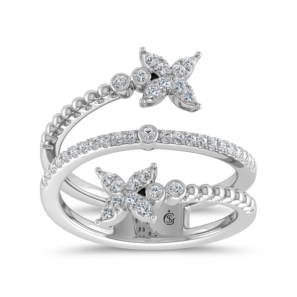14K White Gold Diamond 1/4 Ct.Tw Bypass Ring: 14K White Gold Diamond 1/4 Ct.Tw Bypass Ring 14k White Gold Stone Color: G-h Stone Clarity: Si Each ring is presented in standard size 6.5. Complimentary resizing is available between sizes 510 (in 1/