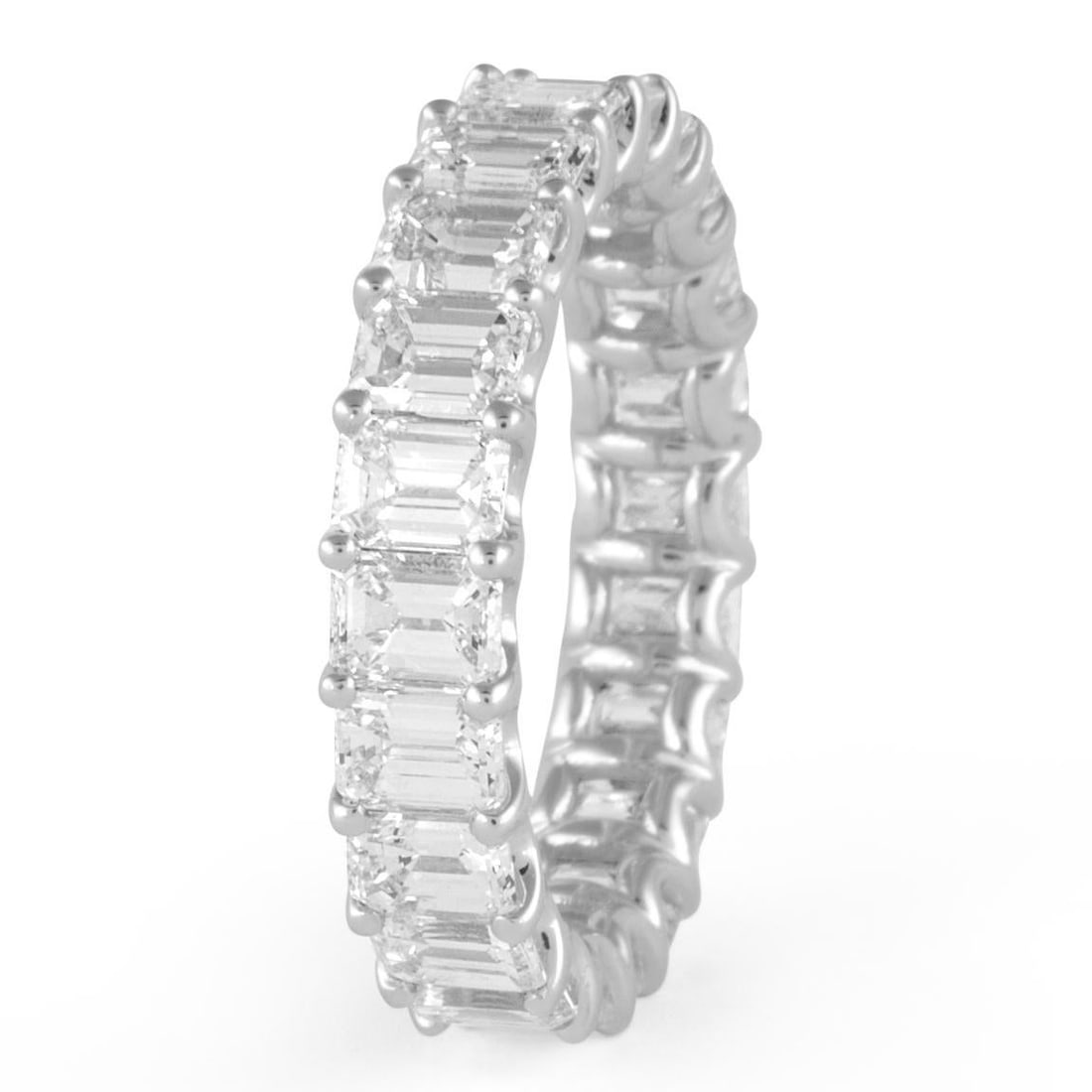 4.68ct Emerald Cut Diamond Eternity Band 18k White Gold - 3