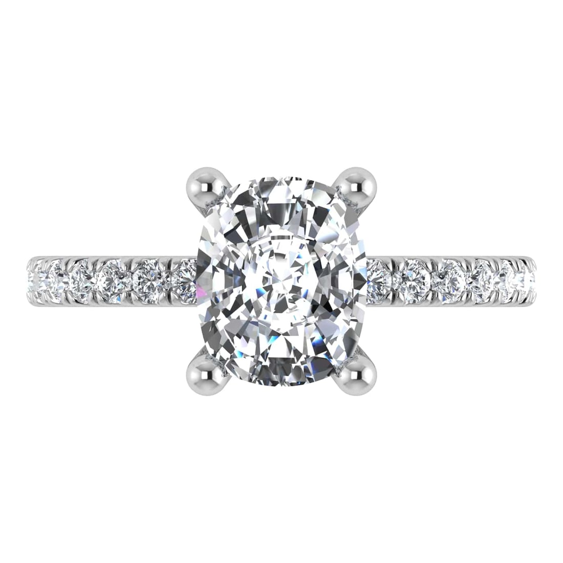 14K White Gold Lab Grown Diamond 4 1/2 Ct.Tw. Elongated Cushion Engagement Ring (IGI Certified - 2
