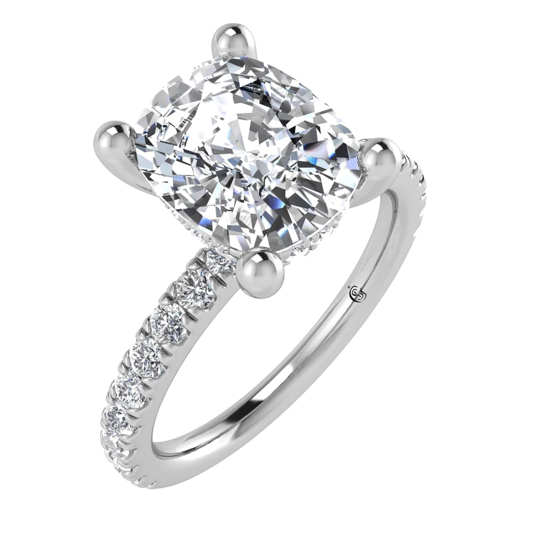 14K White Gold Lab Grown Diamond 4 1/2 Ct.Tw. Elongated Cushion Engagement Ring (IGI Certified - 3