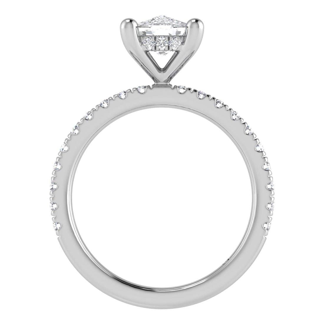 14K White Gold Lab Grown Diamond 4 1/2 Ct.Tw. Elongated Cushion Engagement Ring (IGI Certified - 4