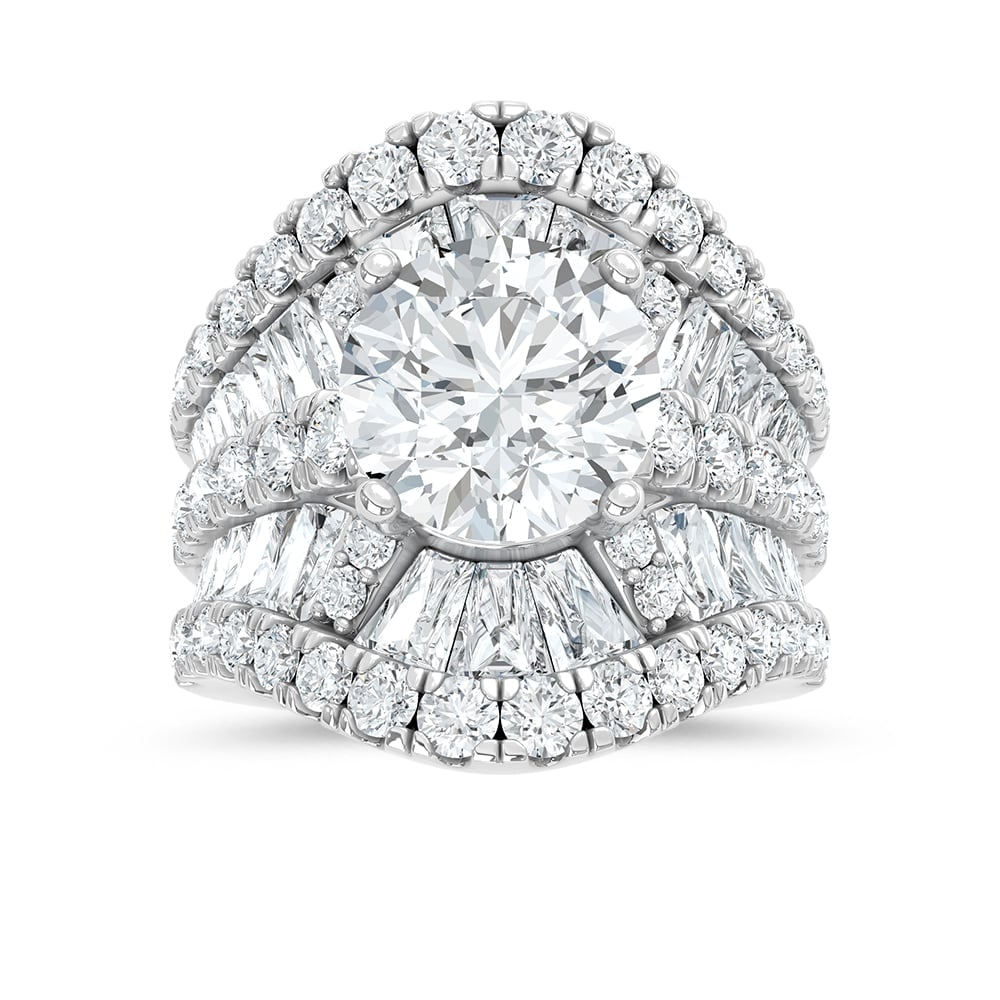 14K White Gold Lab Grown Diamond 9 1/2 Ct.Tw. Engagement Ring: 14K White Gold Lab Grown Diamond 9 1/2 Ct.Tw. Engagement Ring 14k White Gold Stone Color: D-f Stone Clarity: Vs Each ring is presented in standard size 6.5. Complimentary resizing is available between