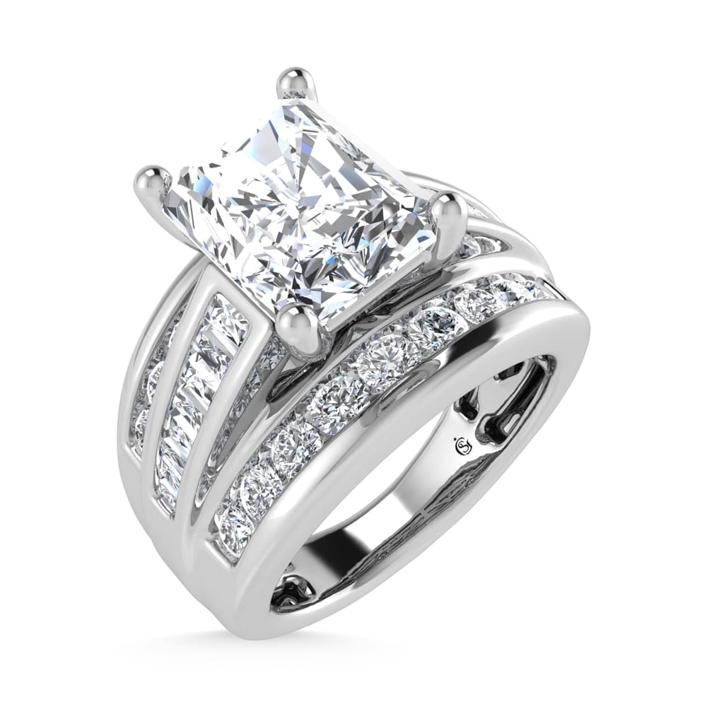 14K White Gold Lab Grown Diamond 6 ct.Tw. Radiant Shape Engagement Ring (IGI Certified 5ct) - 2