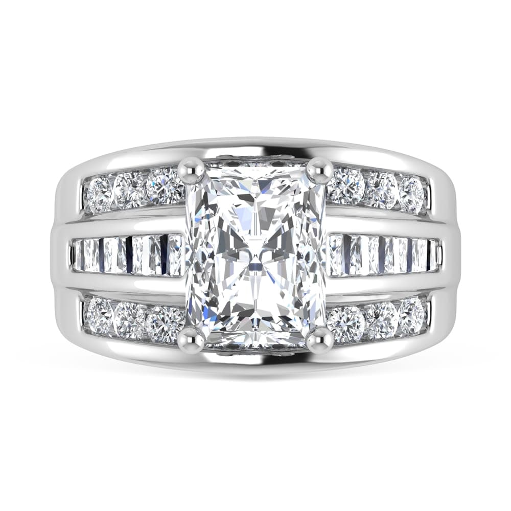 14K White Gold Lab Grown Diamond 6 ct.Tw. Radiant Shape Engagement Ring (IGI Certified 5ct) - 3