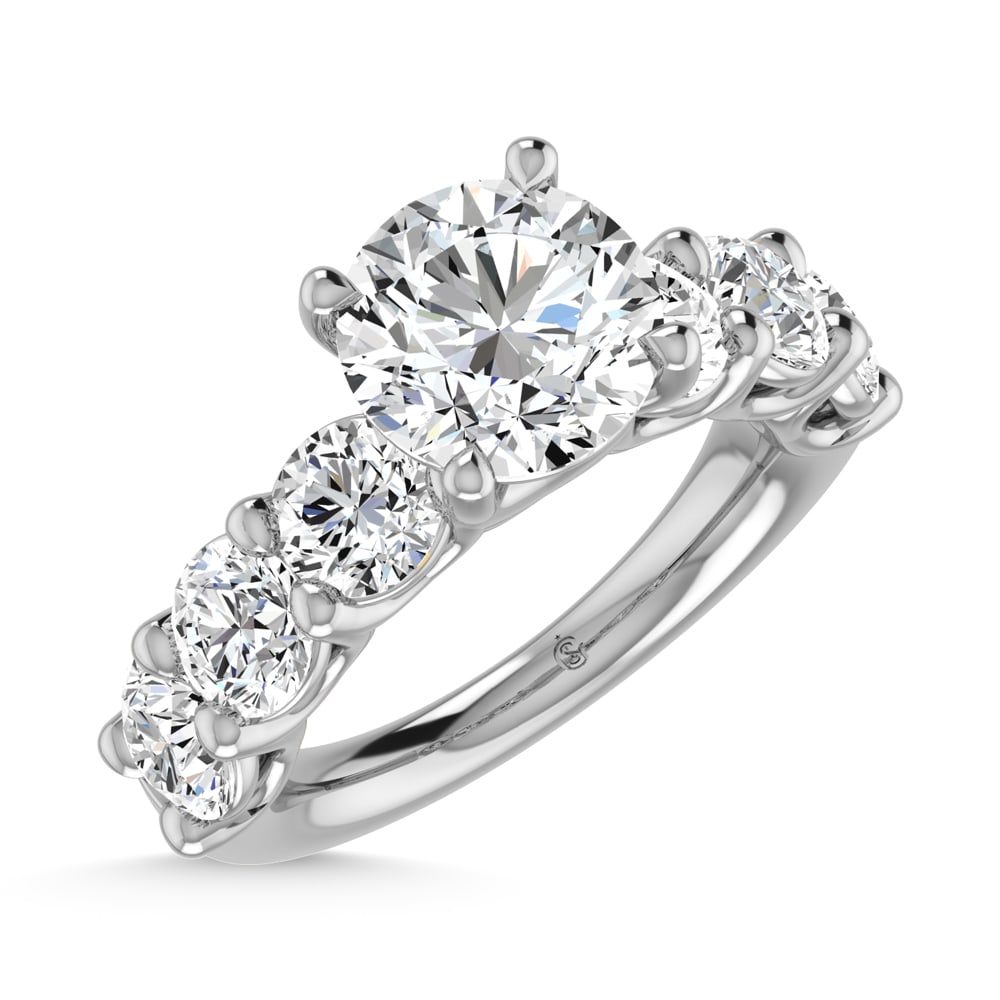14K White Gold Lab Grown Diamond 5 Ct.Tw. Round Shape Halfway Engagement Ring (IGI Certified Center - 2