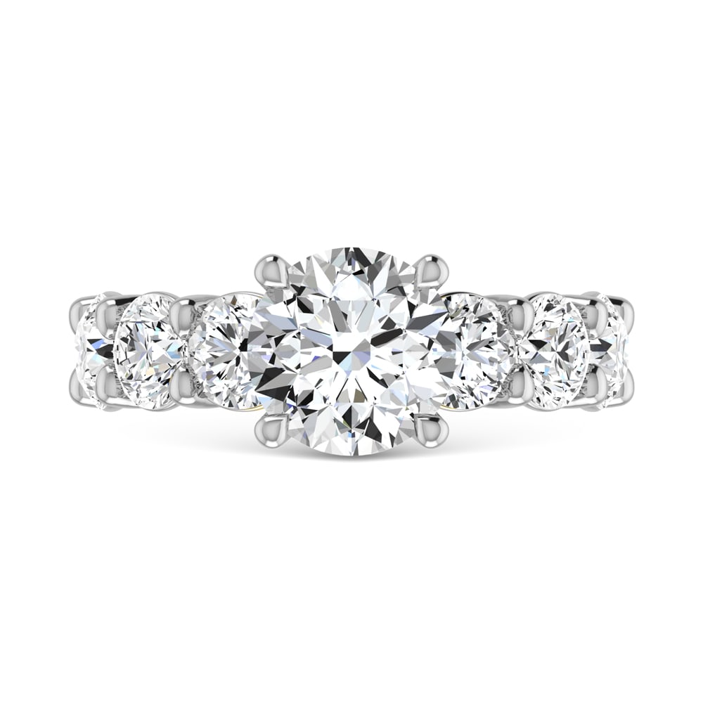14K White Gold Lab Grown Diamond 5 Ct.Tw. Round Shape Halfway Engagement Ring (IGI Certified Center - 3